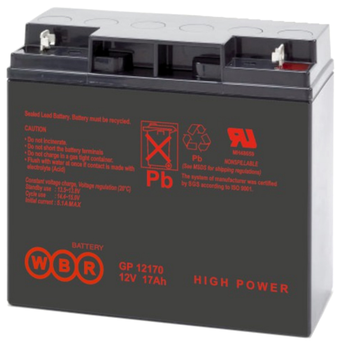 

Аккумуляторная батарея для ИБП WBR GP GP12170, 12V, 17Ah, Черный, GP12170
