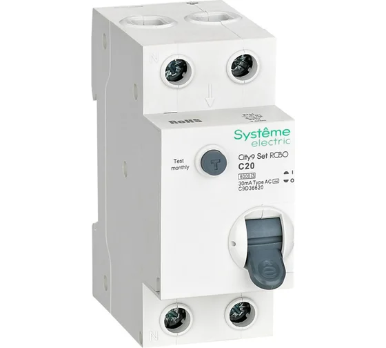Выключатель дифференциальный (УЗО), 1P+N, 20А, 30мА, тип АС, Systeme Electric