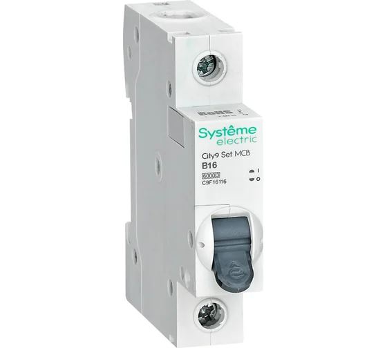 

Выключатель автоматический Systeme Electric City9 Set однополюсный (1P/1П) 16А B 6 kA (C9F16116)