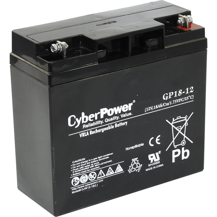

Аккумуляторная батарея CyberPower GP18-12, 12V, 18Ah, Черный, GP18-12