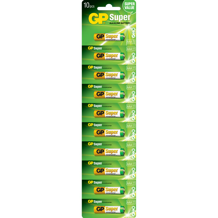Батарейка GP Super, AAA (LR03/24А), 1.5V, 10 шт