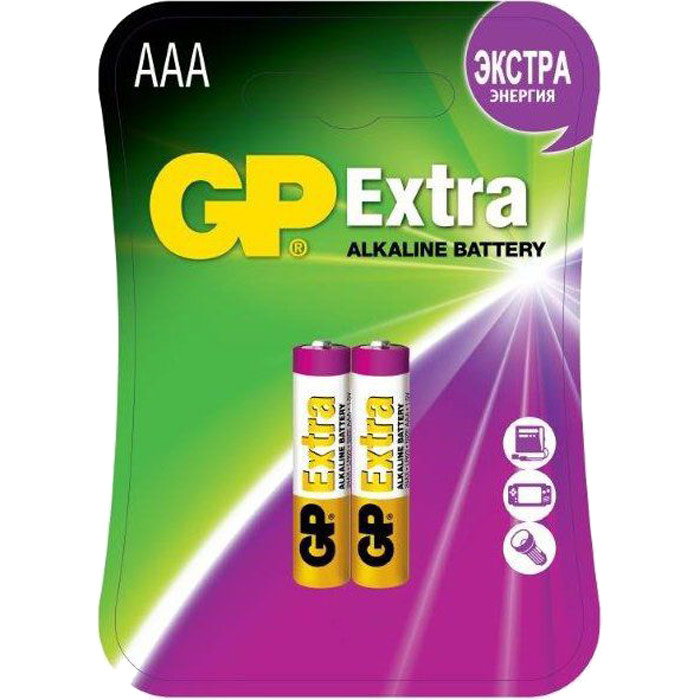 Батарейка GP EXTRA, AAA (LR03/24А), 1.5V, 2 шт