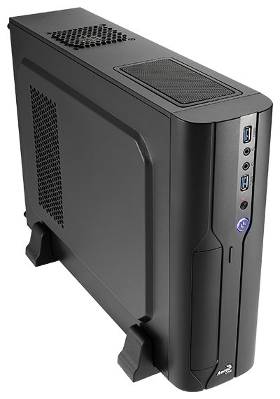 Корпус AeroCool CS-101-VX-350W, mATX, Slim-Desktop, черный, б/у, после ремонта (замена блока питания на 350 Вт SFX e2e4 C350 SMART, 80 мм), без существенных следов эксплуатации, полный комплект