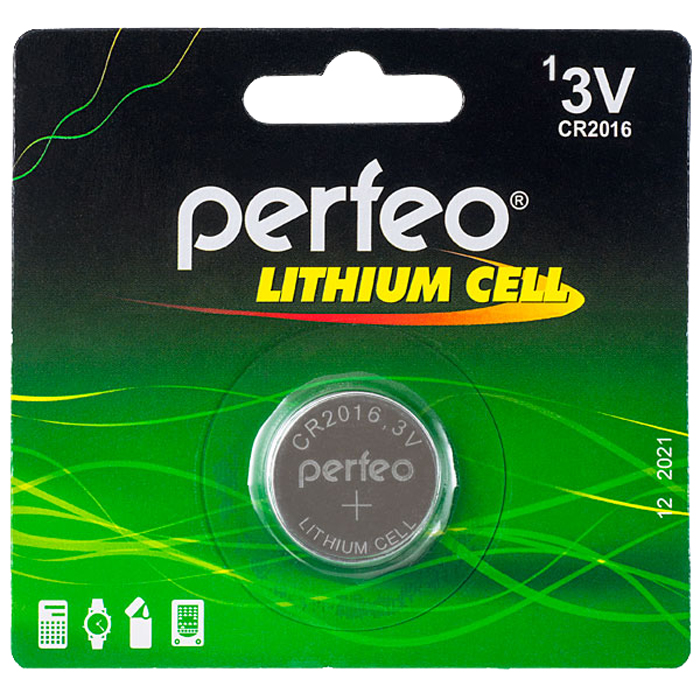 

Батарея Perfeo CR2016, 3V 1шт, Серебристый