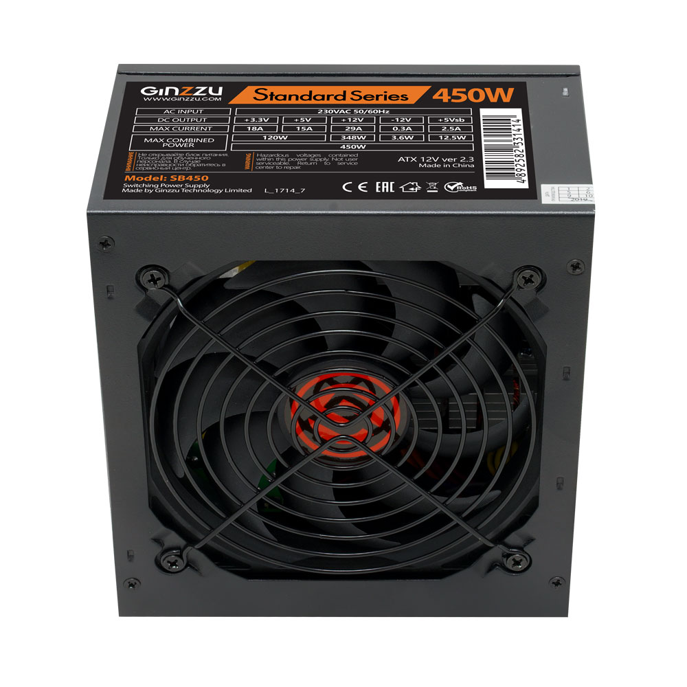Блок питания 450 Вт ATX Ginzzu SB450, 120 мм б/у, вмятина