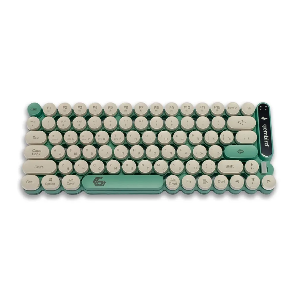 Клавиатура Gembird KBW-9, Bluetooth/Радиоканал/USB, белый/зеленый (KBW-9)
