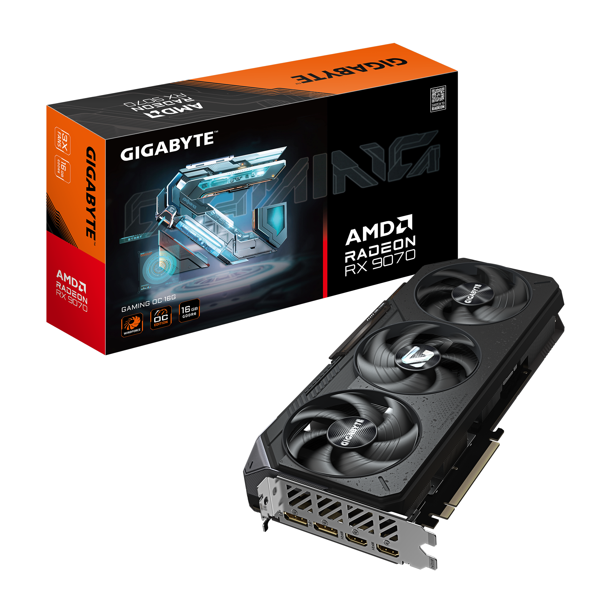Видеокарта GIGABYTE AMD Radeon RX 9070 GAMING OC 16G, 16Gb GDDR6