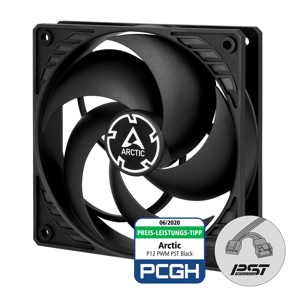 

Вентилятор Arctic P12 PWM PST, 120 мм, 1800rpm, 28 дБ, 4-pin PWM, 1шт, черный (ACFAN00120A), P12