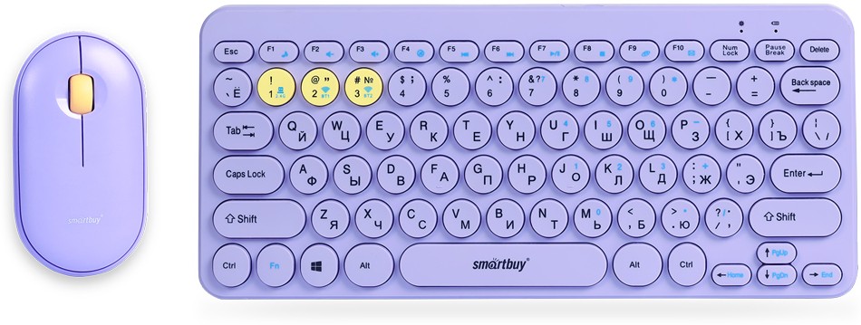 Клавиатура + мышь SmartBuy 510590, Bluetooth / USB, фиолетовый (SBC-510590AG-V)