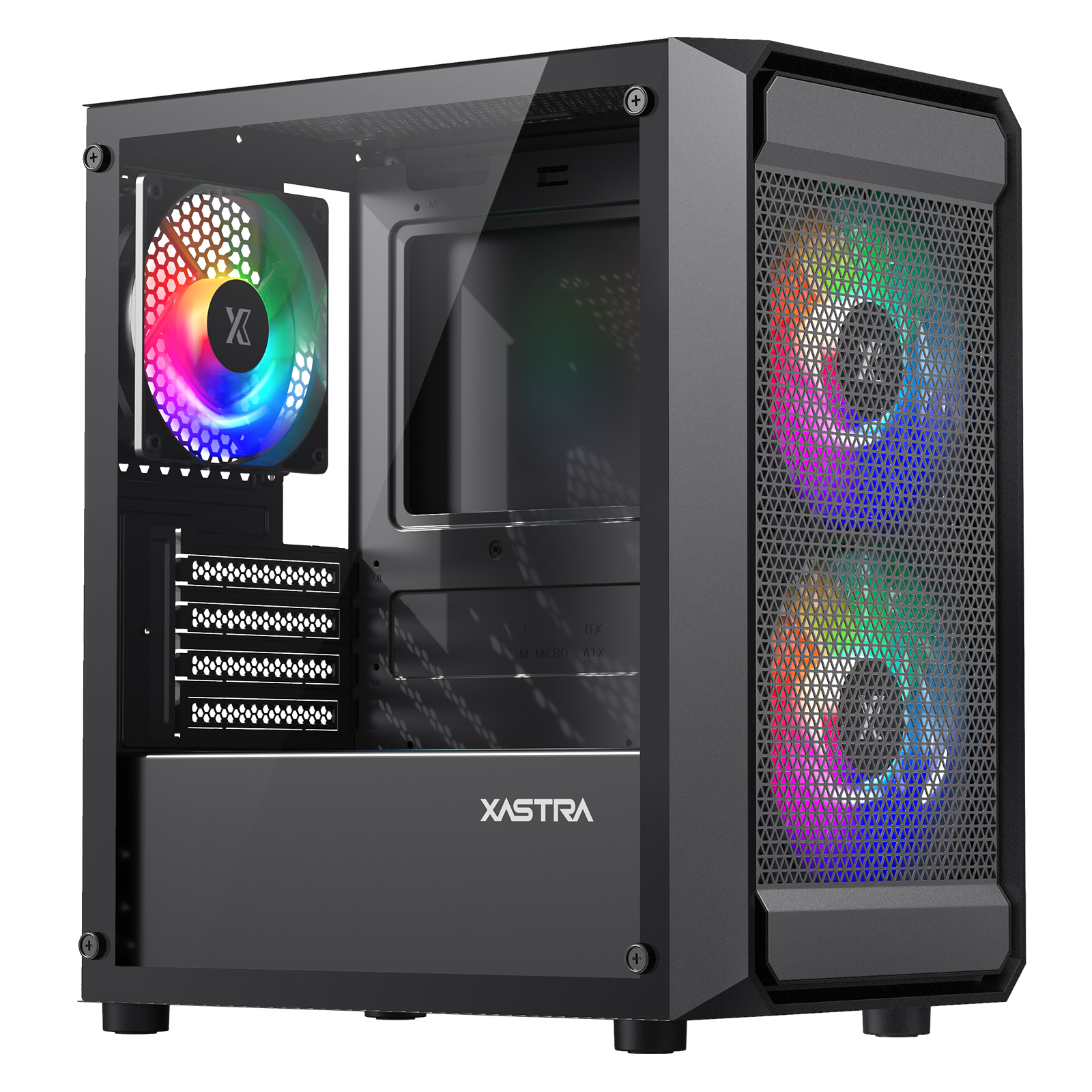 Корпус XASTRA A303M 3FRGB, Mini-Tower, без БП, черный