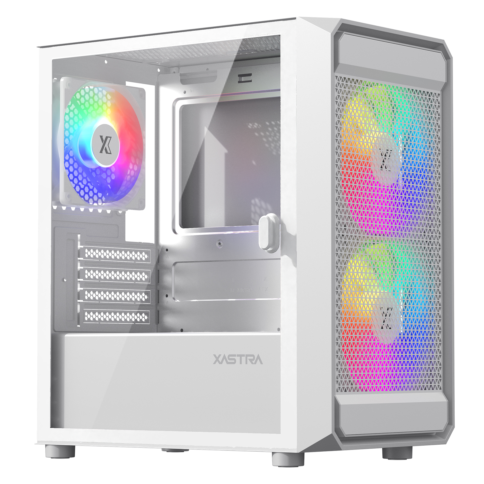 Корпус XASTRA A303M 3ARGB WH, Mini-Tower, без БП, белый