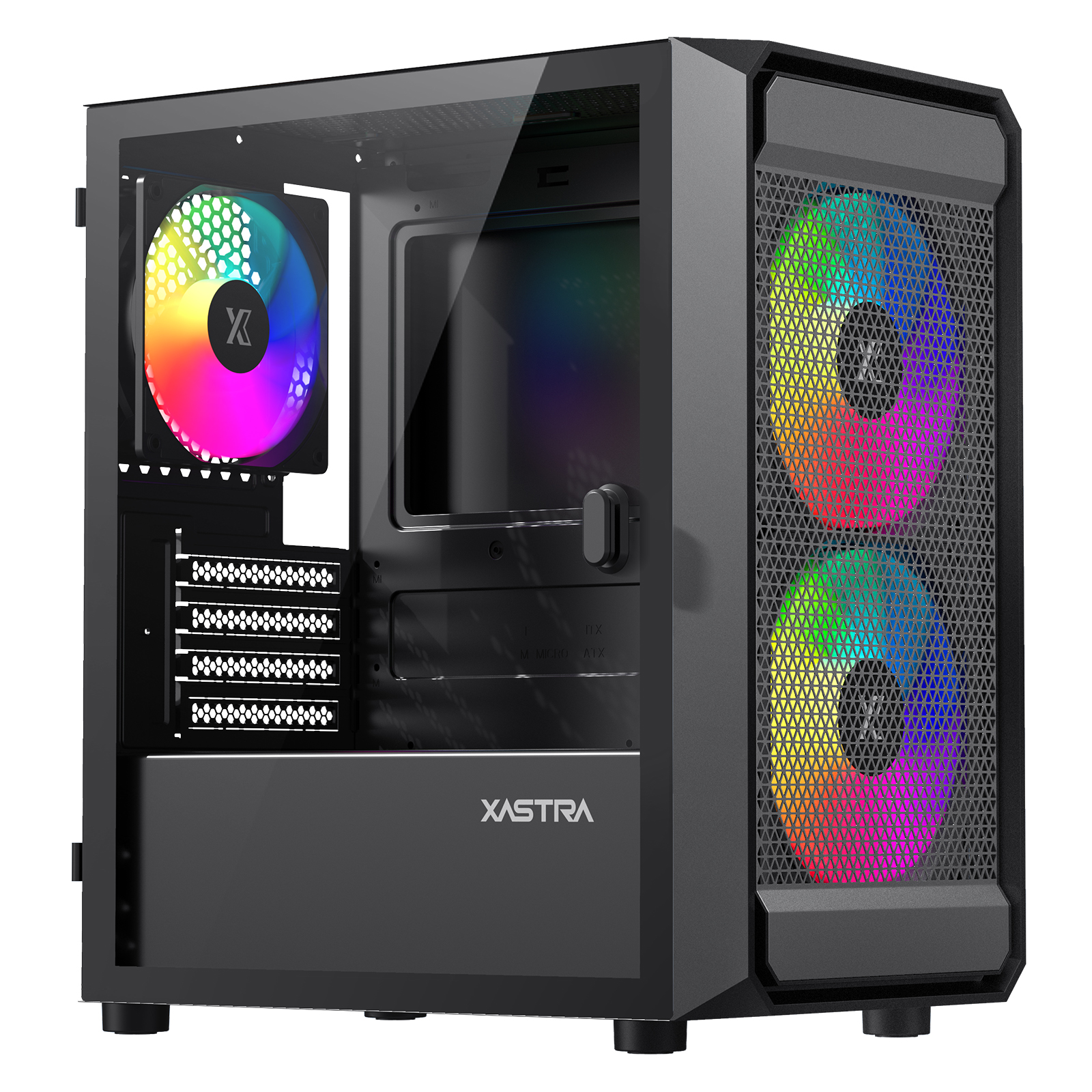 Корпус XASTRA A303M 3ARGB, Mini-Tower, без БП, черный