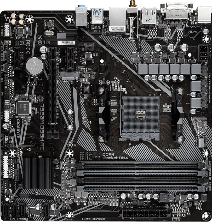 Материнская плата GIGABYTE A520M DS3H AC, SocketAM4, AMD A520, mATX