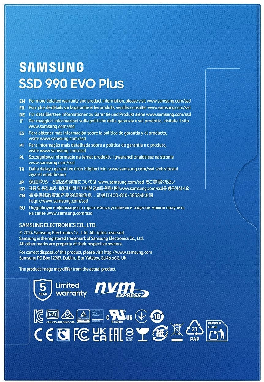 SSD Samsung 990 EVO Plus 1Tb M.2 2280 PCIe 4.0 x4 (MZ-V9S1T0BW