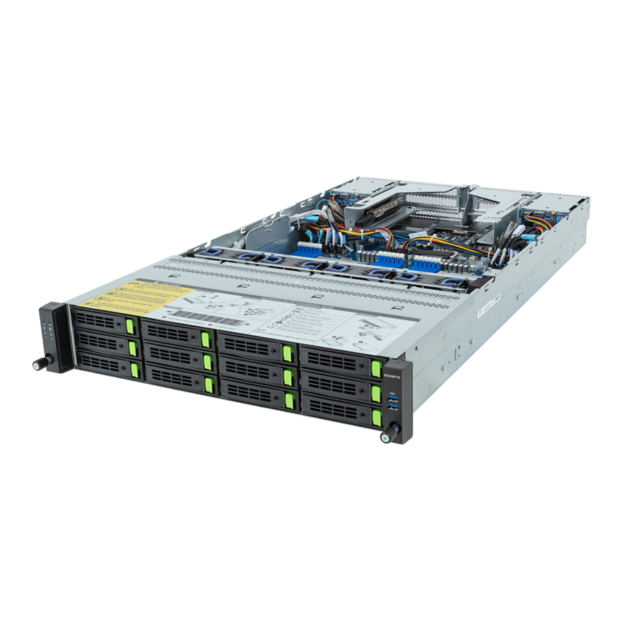 Серверная платформа Gigabyte R283-Z94, 2xSocket SP5, 24xDDR5, 12x2.5/3.5 HDD HS, Redundant 2x1600 Вт 2U (R283-Z94-AAD1)