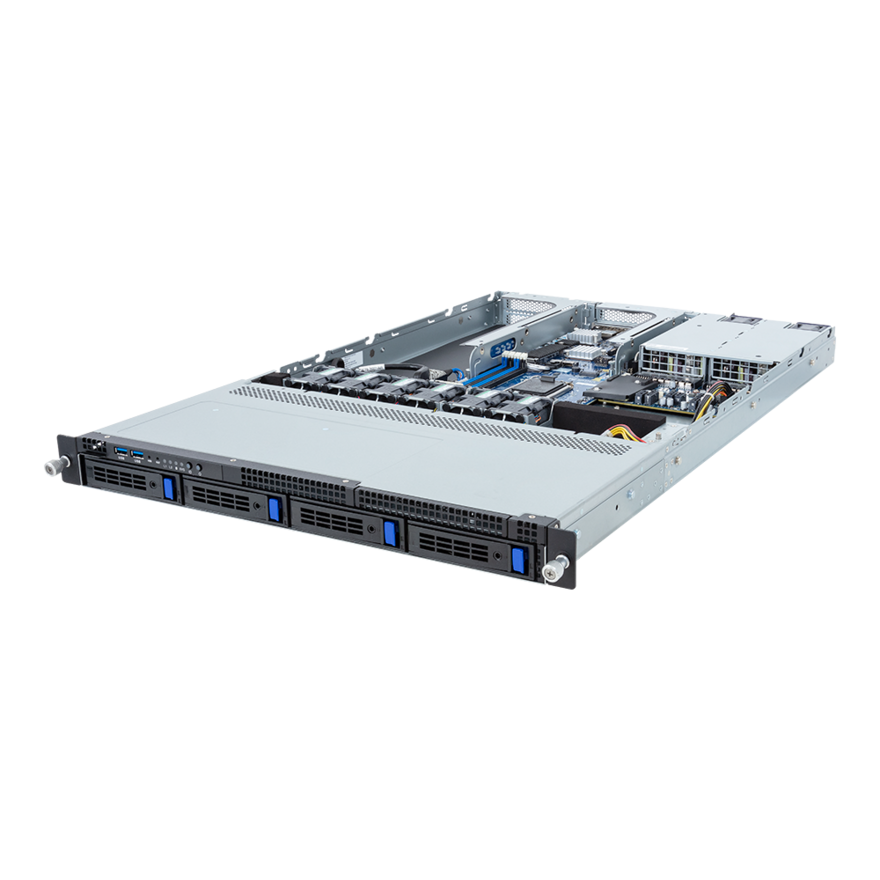 Серверная платформа Gigabyte R133-X13, 1xSocket1700, 4xDDR5, 4x2.5/3.5 HDD HS, Redundant 2x800 Вт 1U (R133-X13-AAB1)
