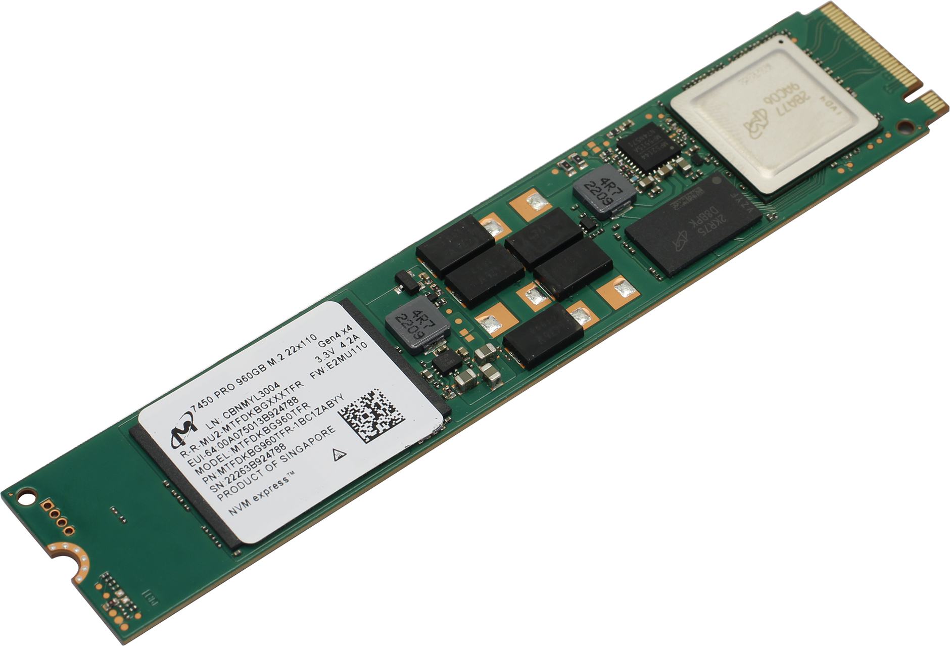 Твердотельный накопитель (SSD) Micron 7450 PRO 960Gb, M.2 22110, PCI-E (MTFDKBG960TFR-1BC1ZABYY)
