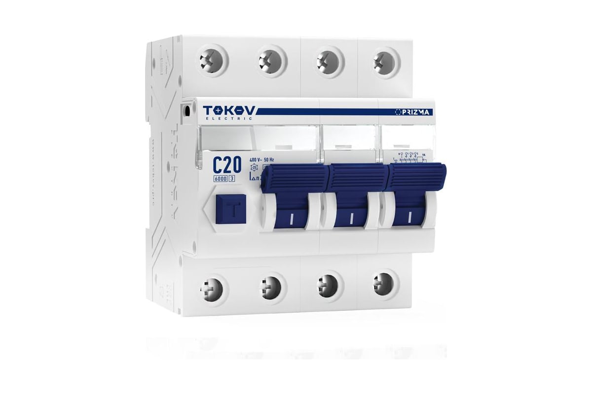 Выключатель дифференциальный (УЗО), 3P+N, 20А, 30мА, тип АС, TOKOV ELECTRIC