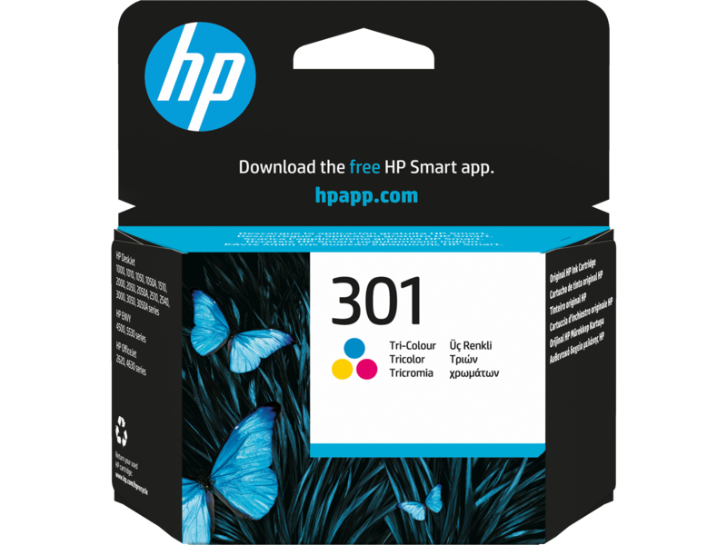 

Картридж струйный HP 301 (CH562EE), голубой/пурпурный/желтый, оригинальный, ресурс 150 страниц для HP Dj 2050, 122