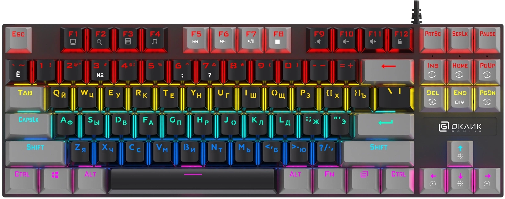 Клавиатура Oklick K600X, USB, черный/серый (2018129)