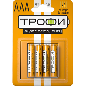 Батарея Трофи R03-4BL,AAA (LR03/24А), 1.5V, 4 шт