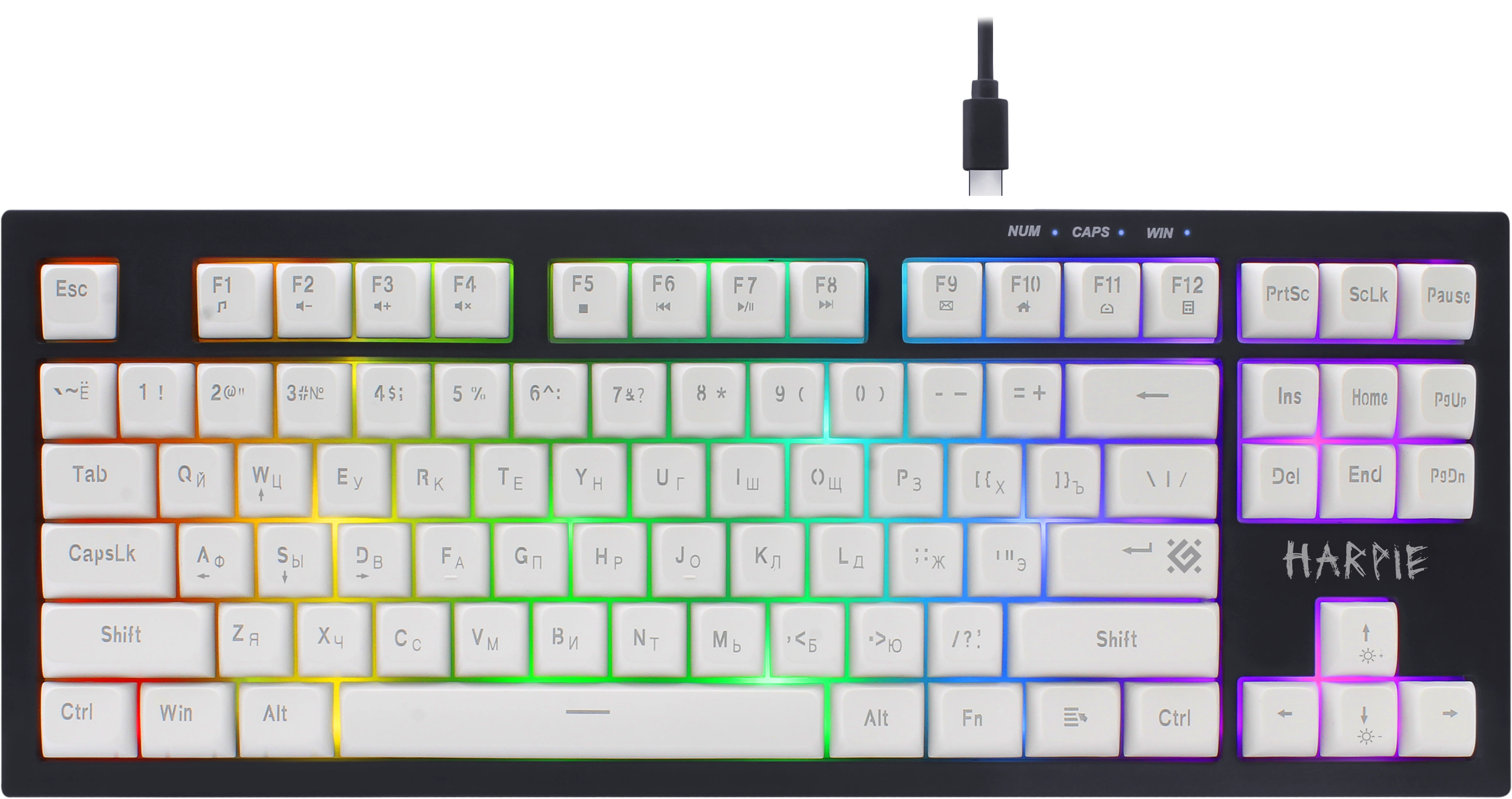 Клавиатура Defender Harpie GK-401, USB, черный/белый (45401)