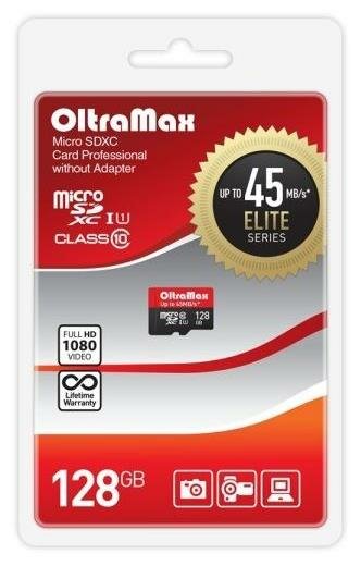 Карта памяти microSDXC OltraMax 128Gb Class 10 UHS-I U1 (OM128GCSDXC10UHS-1-ElU1 w)