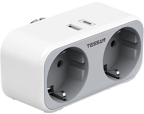 Сетевой фильтр Tessan TS-WS02DE00, 2-розетки, серый