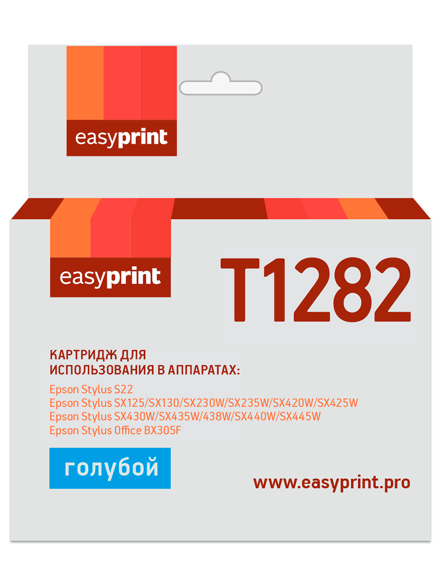 

Картридж струйный EasyPrint IE-T1282 (T1282/C13T1282), голубой, совместимый, для Epson Stylus S22/SX125/Office BX305F