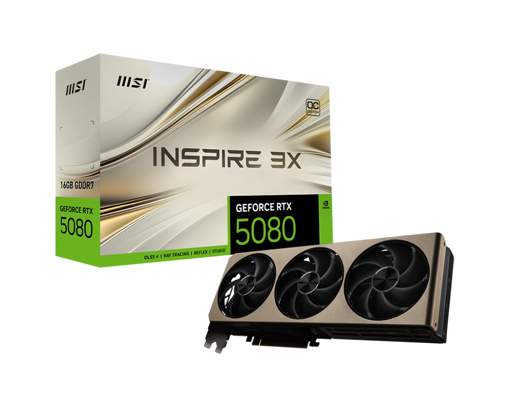 Видеокарта MSI NVIDIA GeForce RTX 5080 INSPIRE 3X OC, 16Gb GDDR7