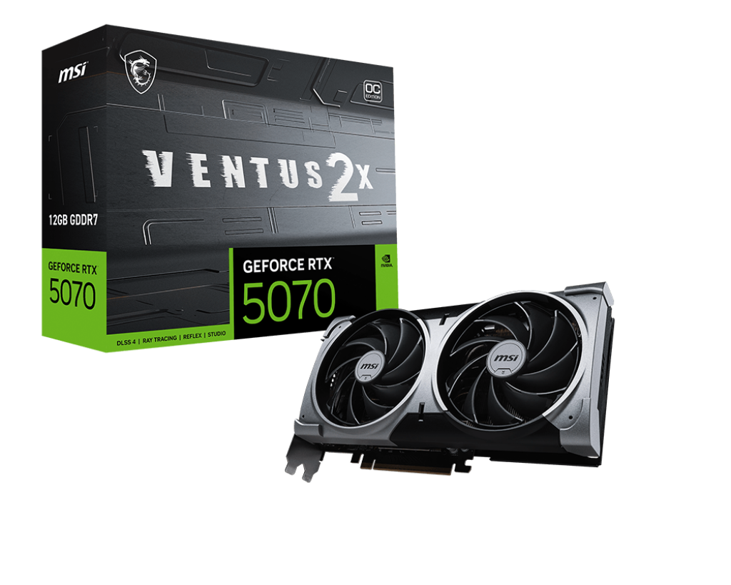 Видеокарта MSI NVIDIA GeForce RTX 5070 VENTUS 2X OC, 12Gb GDDR7