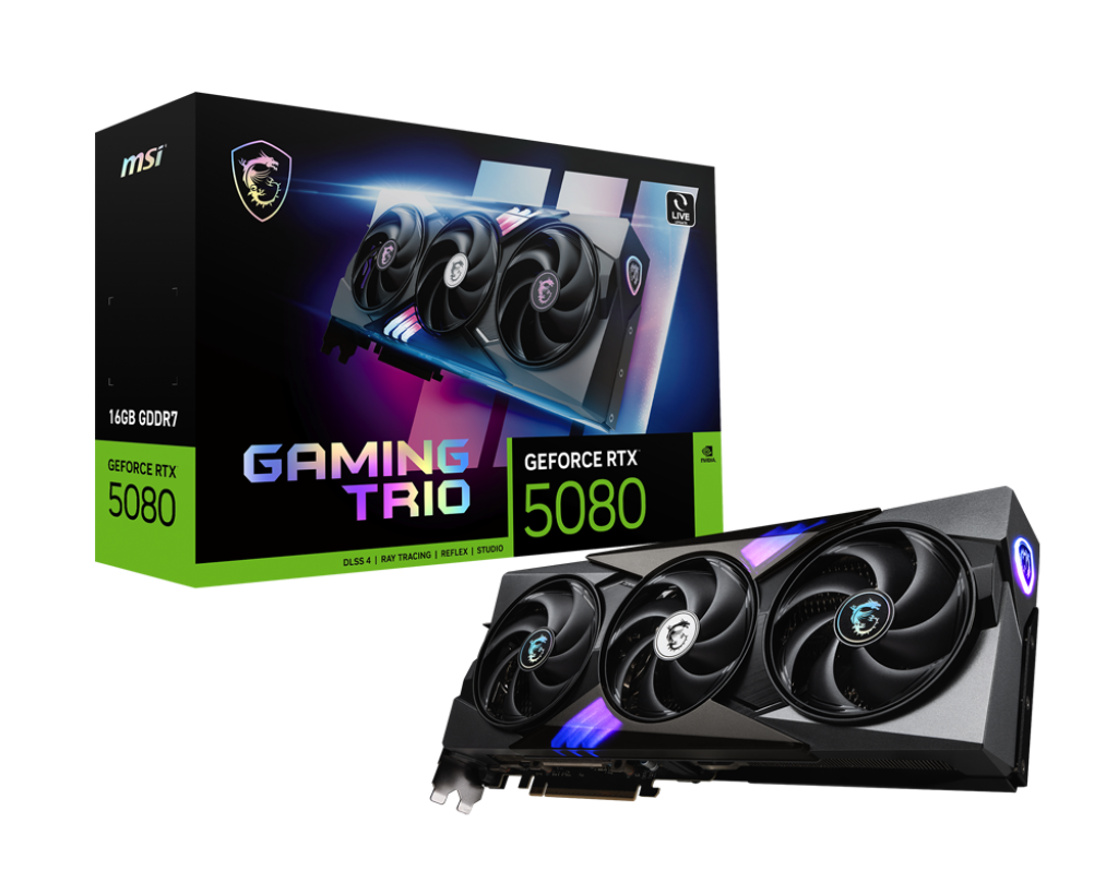 Видеокарта MSI NVIDIA GeForce RTX 5080 GAMING TRIO, 16Gb GDDR7