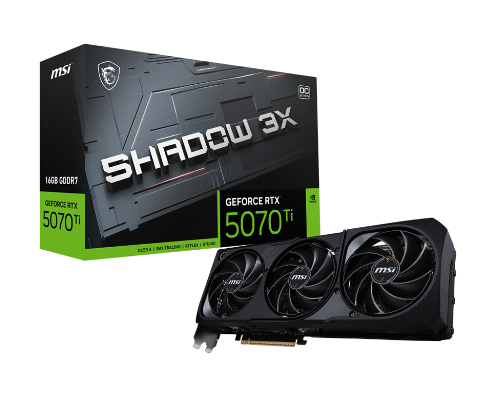 Видеокарта MSI NVIDIA GeForce RTX 5070Ti SHADOW 3X OC, 16Gb GDDR7