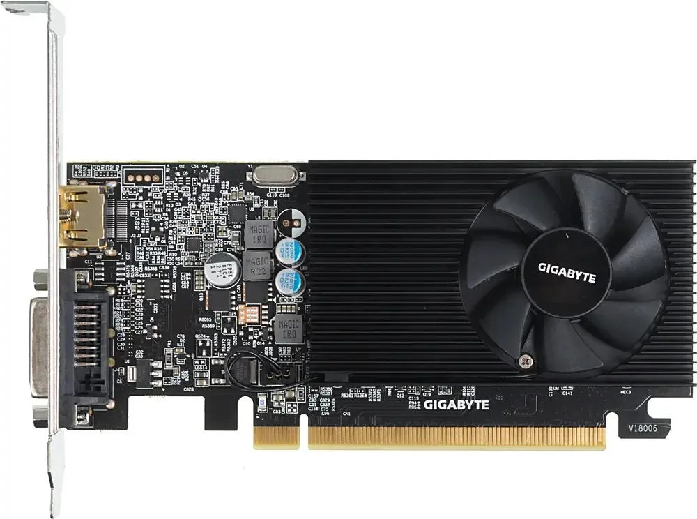 

Видеокарта GIGABYTE NVIDIA GeForce GT 1030, 2Gb DDR4, 64 бит, PCI-E, DVI, Retail (GV-N1030D4-2GL)