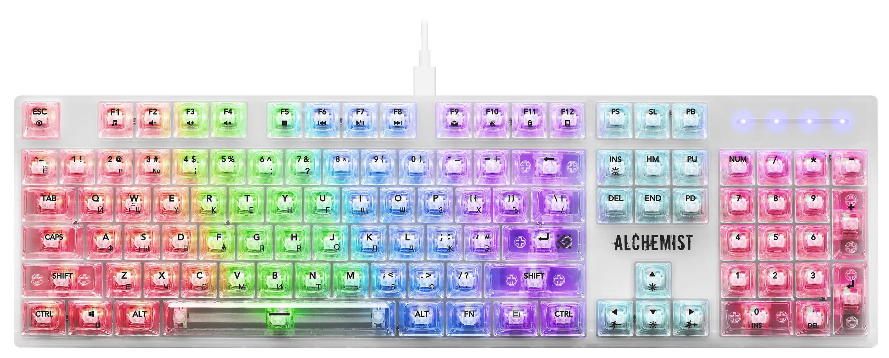 Клавиатура Defender Alchemist GK-000 , USB, прозрачная (45000)