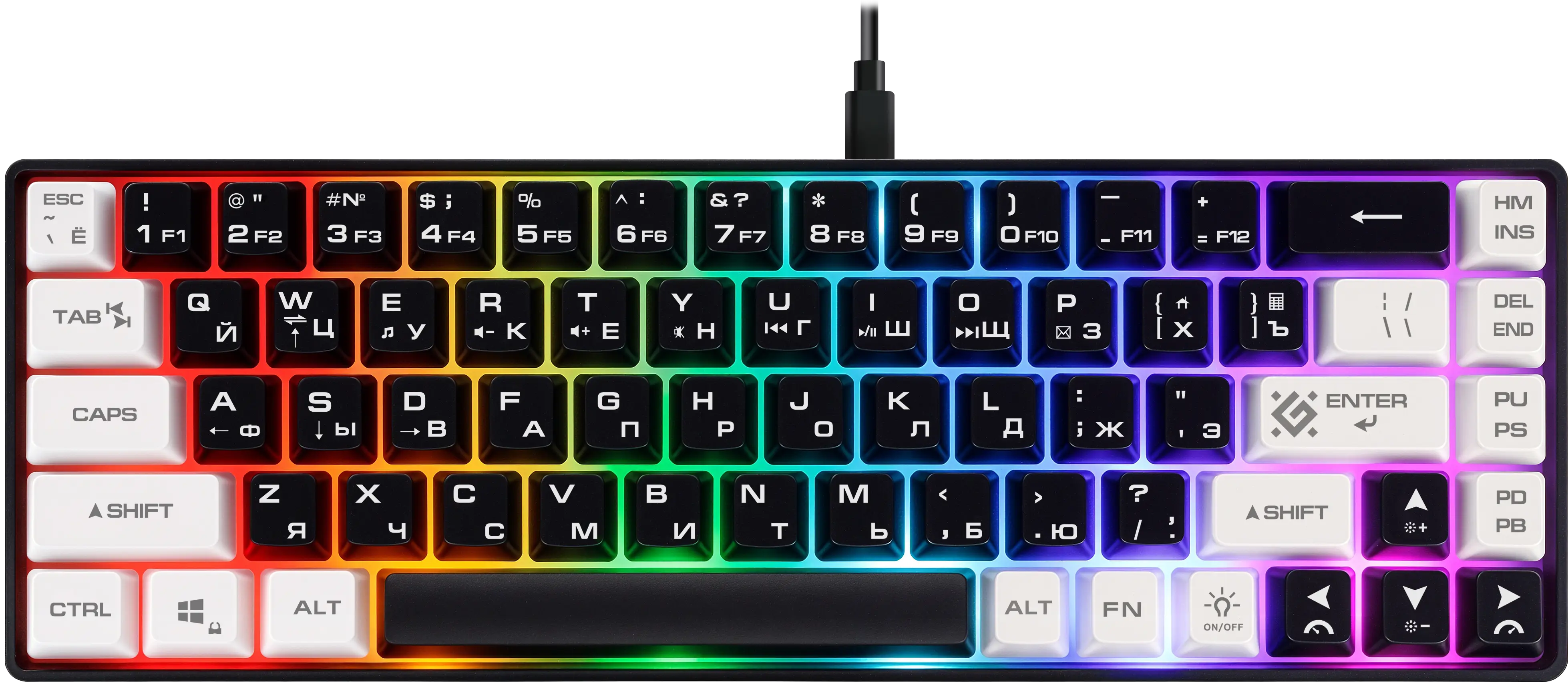 Клавиатура Defender Aris GK-349, USB, черный/белый (45344)