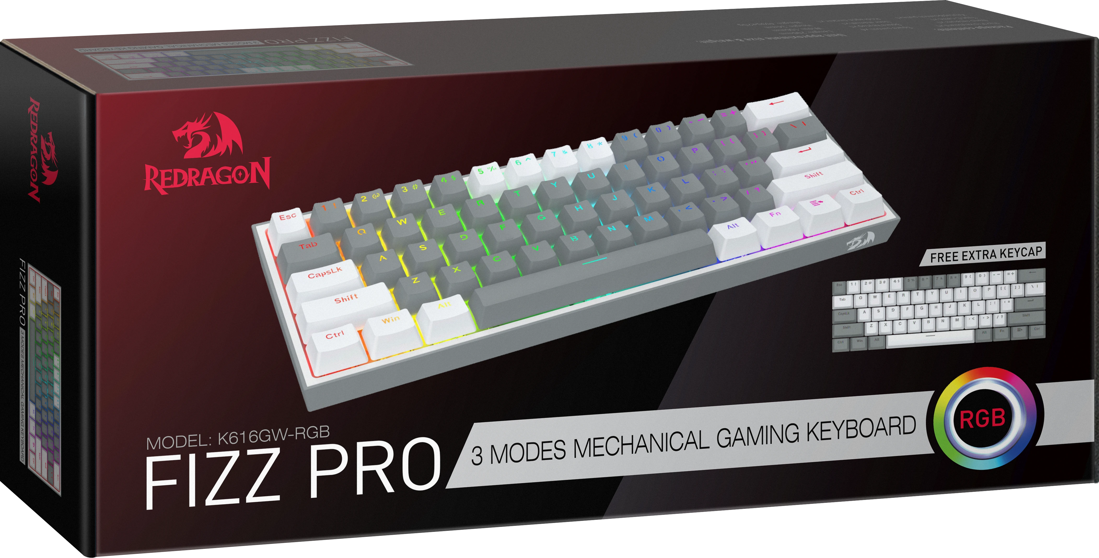 Клавиатура Redragon Faye Pro, Bluetooth/Радиоканал/USB, серый (70670)