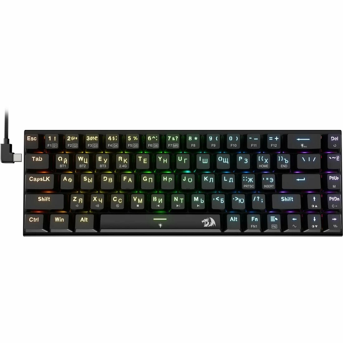 Клавиатура Redragon Ryze Pro, Bluetooth/Радиоканал/USB, черный (71394)