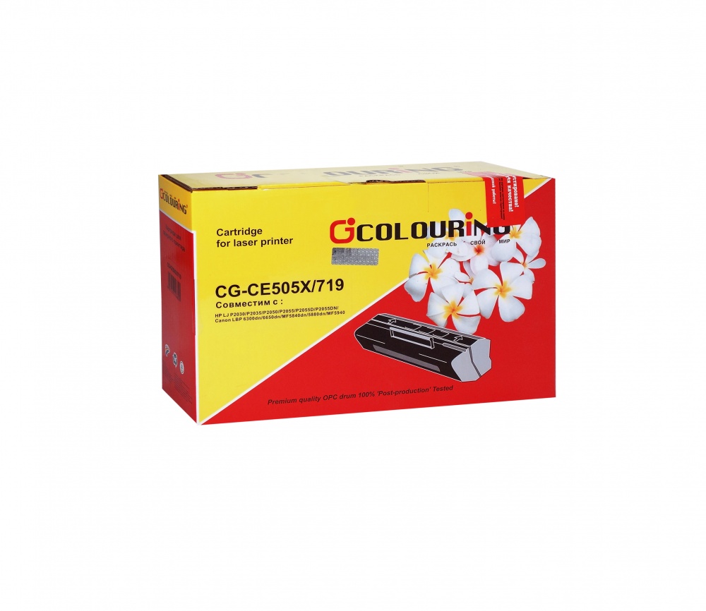 

Картридж лазерный Colouring CG-CE505X (CE505X), черный, 6500 страниц, совместимый, для LJ P2050/P2055/P2055D/P2055DN/Canon LBP 6300dn/6650dn/MF5840dn/5880dn/MF5940 6500 копий