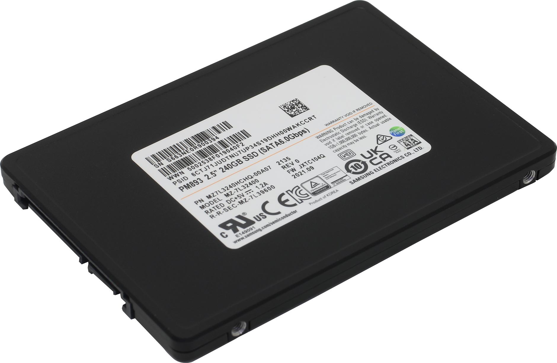 

Твердотельный накопитель (SSD) Samsung 240Gb PM893, 2.5", SATA3 (MZ7L3240HCHQ-00A07), PM893