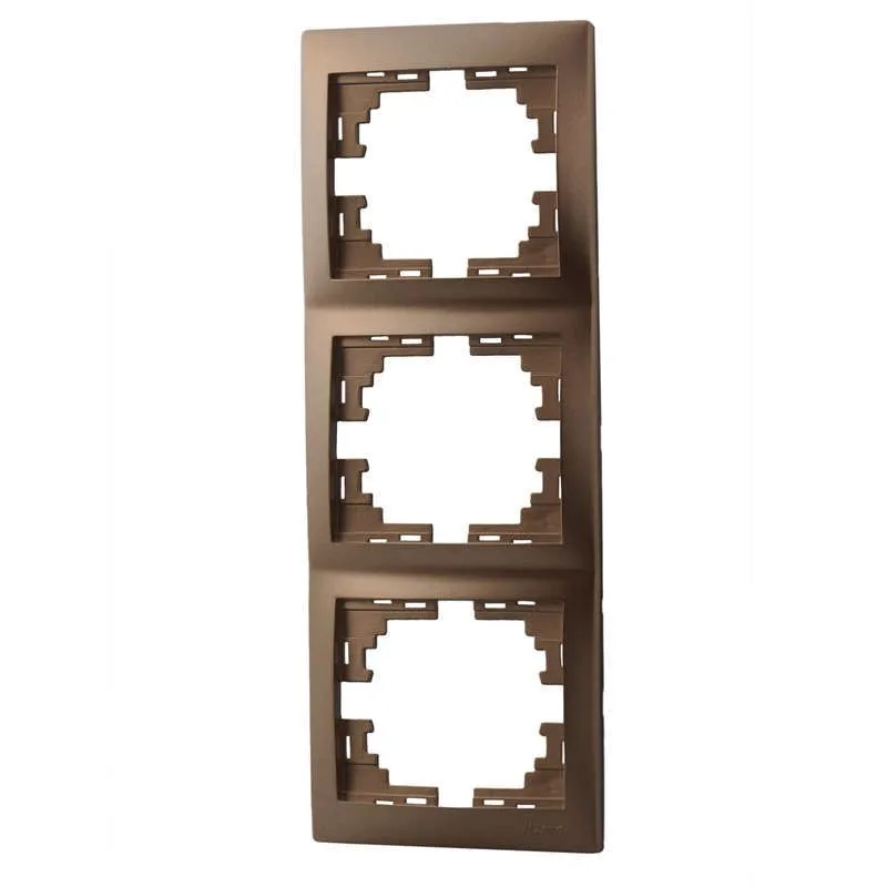 Рамка LEZARD Mira, 3-поста, коричневый