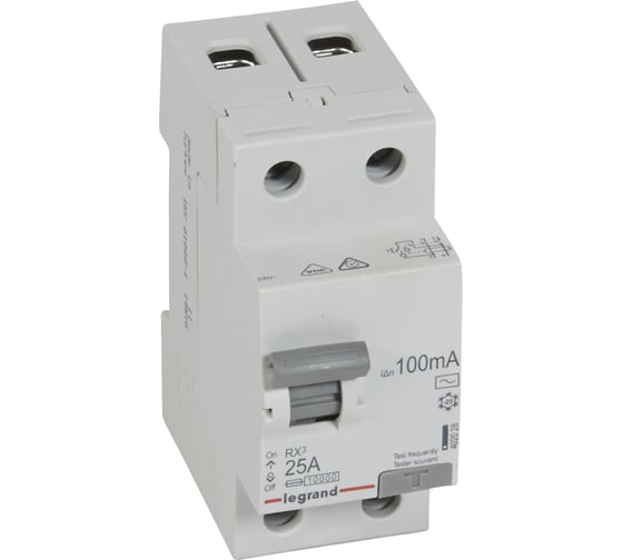 Выключатель дифференциальный (УЗО), 2P, 25А, 100мА, тип АС, LEGRAND
