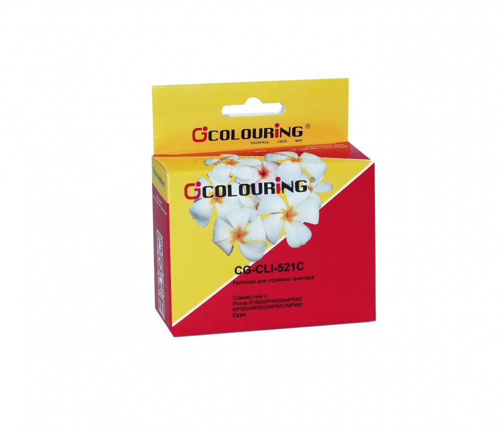 Картридж Colouring CG-CLI-521C для Canon IP3600/IP4600/MP540/MP550/MP620/MP630/MP980, голубой с чипом