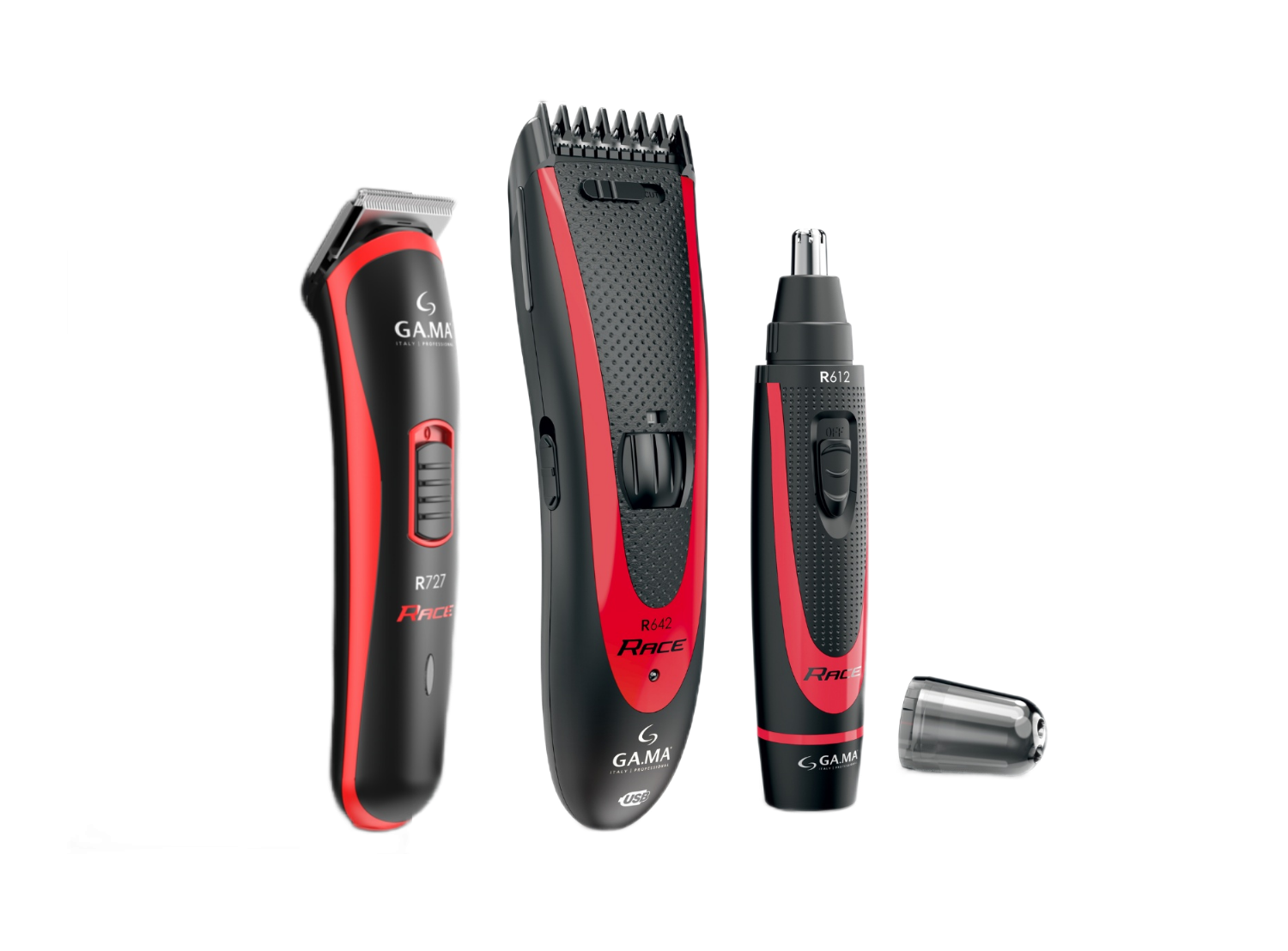 Набор для стрижки GA.MA Машинка R642 - HF + Триммер R727 - HF + Триммер R612 - HF, насадок 2