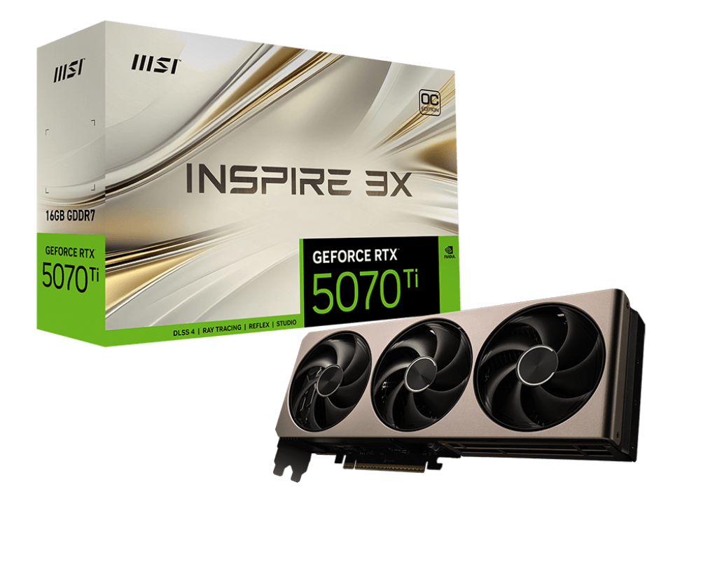 Видеокарта MSI NVIDIA GeForce RTX 5070Ti INSPIRE 3X OC, 16Gb GDDR7