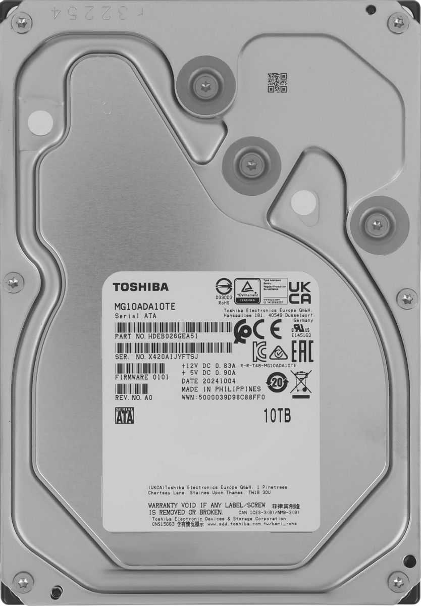 Жесткий диск (HDD) Toshiba 10Tb, 3.5", 7.2K, SATA3 (MG10ADA10TE)