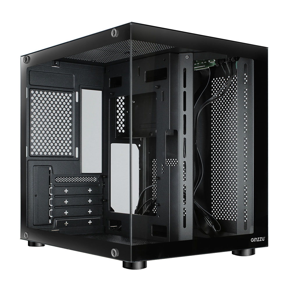 Корпус Ginzzu V100, Mini-Tower, без БП, черный