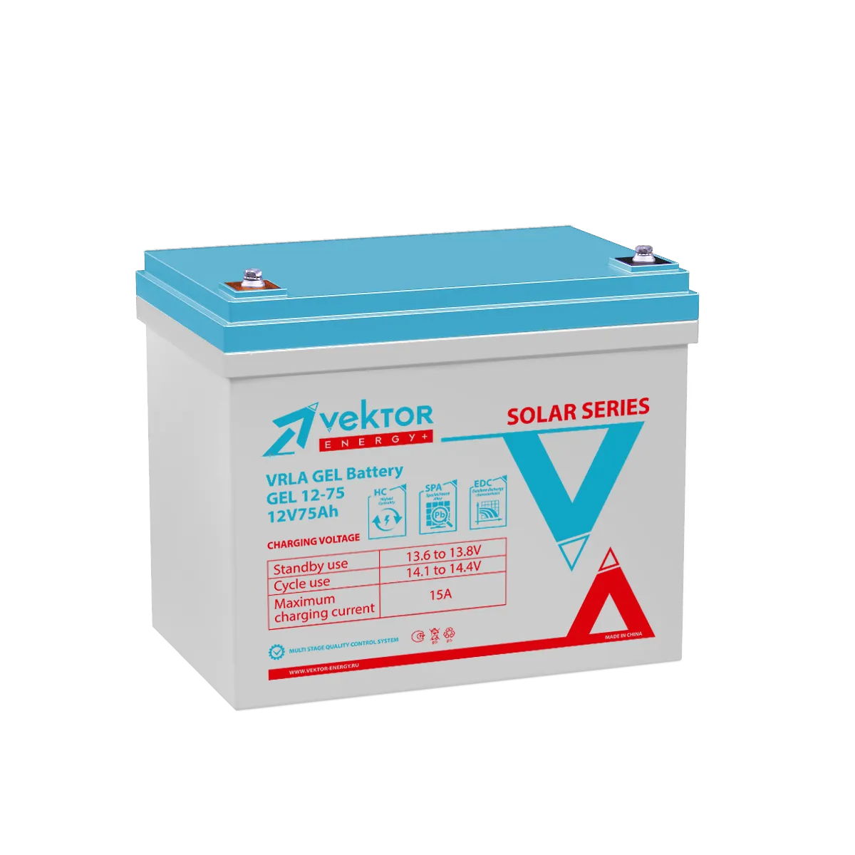 Аккумуляторная батарея для ИБП Vektor Energy GEL 12-75, 12V, 75Ah