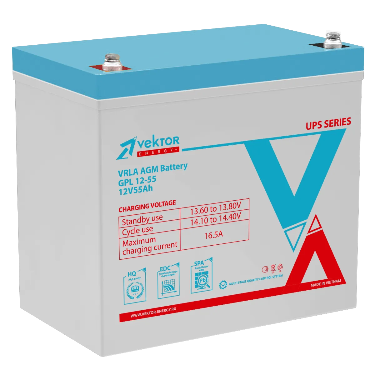 Аккумуляторная батарея для ИБП Vektor Energy GPL 12-55s, 12V, 55Ah