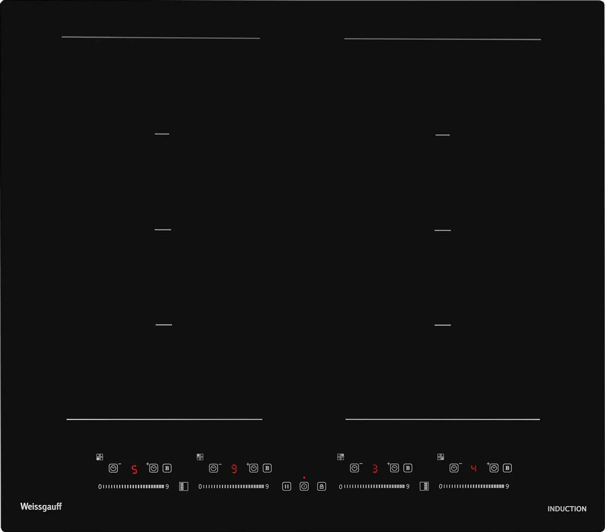 Индукционная варочная панель WEISSGAUFF HI 649 Dual Flex 4 конфорки, черный